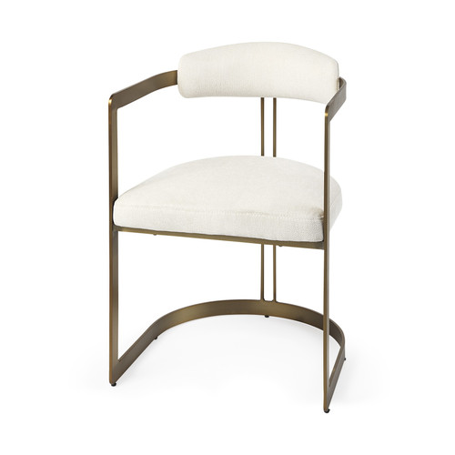 Curvy Gold And White Upholstered Dining Armchair (397480)
