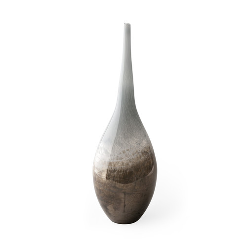 21" Heavenly Taupe And Gray Handblown Spunglass Vase (397521)