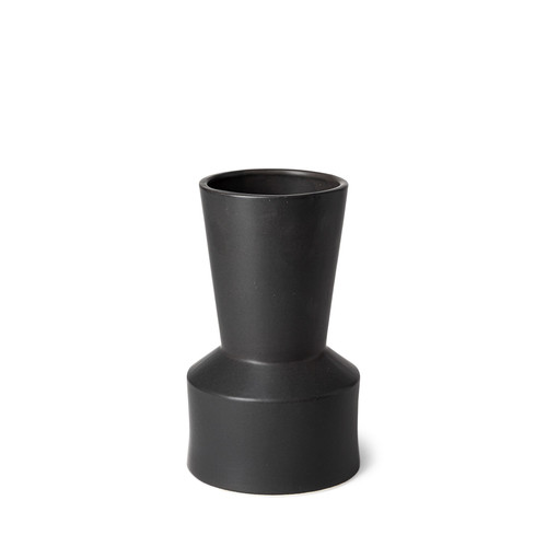 9" Matte Black Contempo Deco Ceramic Vase (397542)