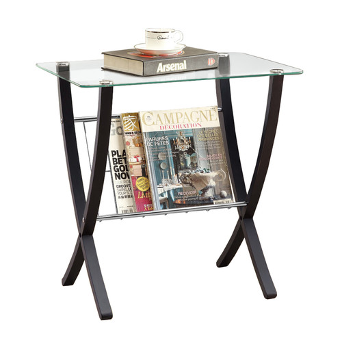 16.25" X 24" X 24.5" Cappuccino/Clear, Metal, Particle Board - Accent Table (332982)