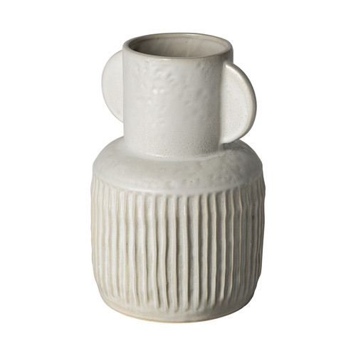 12" Whitewash Handled Textured Ceramic Vase (397574)