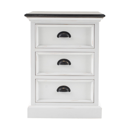 Distressed White And Deep Brown Three Drawer Nightstand (397619)