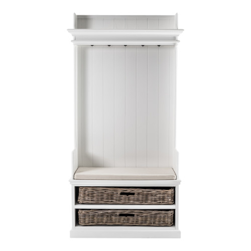 Classic White Entryway Coat Rack And Bench With Baskets (397659)