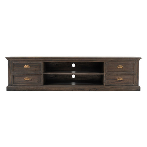 71" Black Wash Wood Entertainment Unit With Four Drawers (397711)