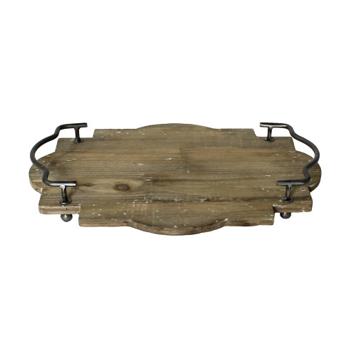Petite Wooden Tray With Metal Handles (397895)