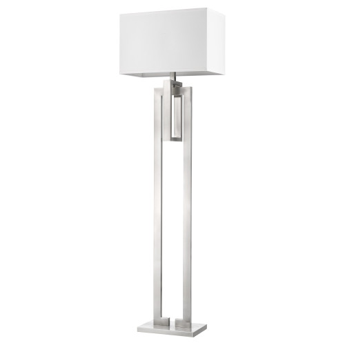 Precision 1-Light Brushed Nickel Floor Lamp With Ivory Shantung Shade (397943)
