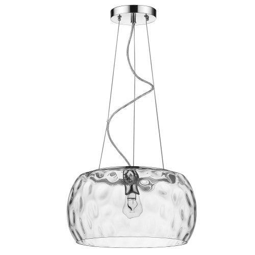 Mystere 1-Light Polished Chrome Pendant With Dimpled Glass Shade (398035)
