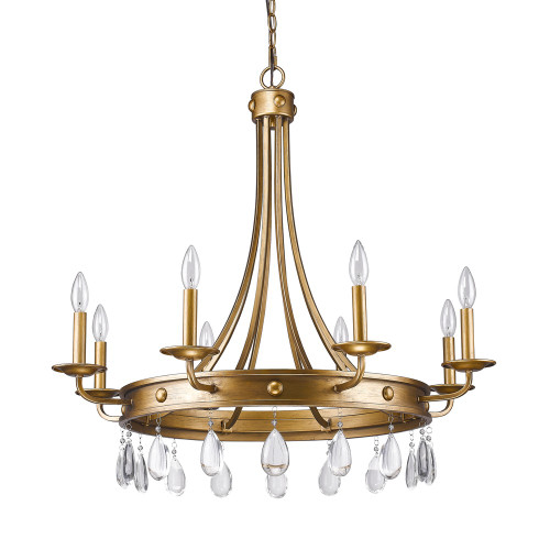 Krista 8-Light Antique Gold Chandelier With Crystal Accents (398053)