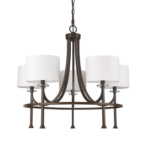 Kara 5-Light Oil-Rubbed Bronze Chandelier With Fabric Shades And Crystal Bobeches (398055)