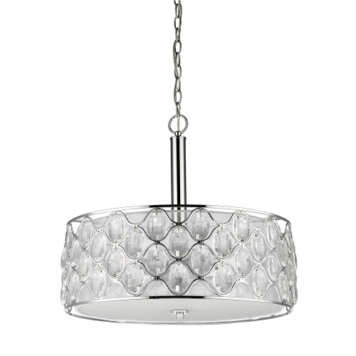 Isabella 4-Light Polished Nickel Drum Pendant With Crystal Accents (398063)