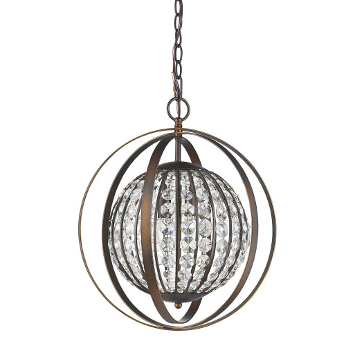 Olivia 1-Light Oil-Rubbed Bronze Crystal Globe Pendant (398065)