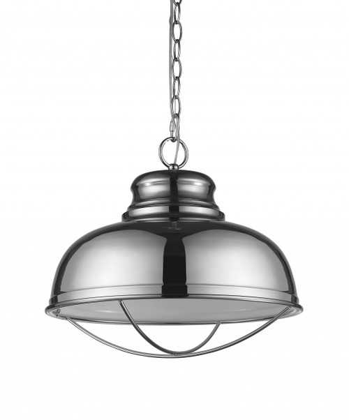 Ansen 1-Light Polished Nickel Pendant With Gloss White Interior Shade (398102)