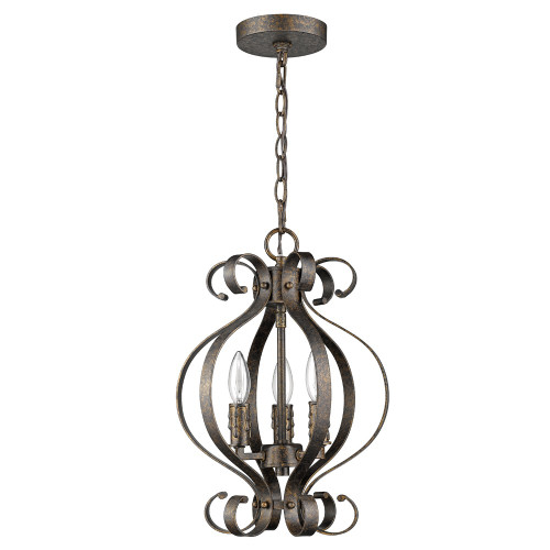 Lydia 3-Light Russet Chandelier With Melted Wax Tapers (398139)