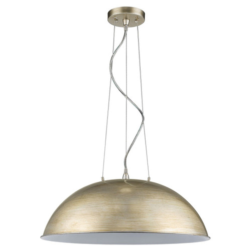 Layla 1-Light Washed Gold Bowl Pendant With Gloss White Interior Shade (398251)