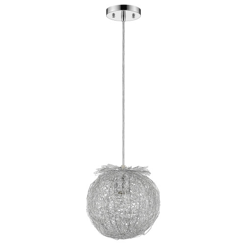 Distratto 1-Light Polished Chrome Pendant Enmeshed Aluminum Wire Shade (12") (398299)