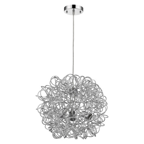 Mingle 3-Light Polished Chrome Pendant With Faceted Chrome Aluminum Wire Shade (398306)
