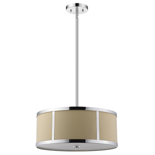 Butler 2-Light Polished Chrome Pendant With Coarse Cream Linen Shade And Opal Acrylic Diffuser (398308)
