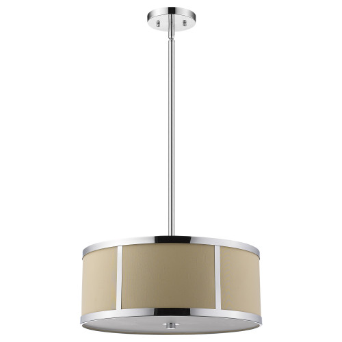 Butler 3-Light Polished Chrome Pendant With Coarse Cream Linen Shade And Opal Acrylic Diffuser (398309)