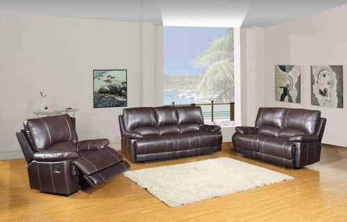 165" Stylish Brown Leather Couch Set (329406)