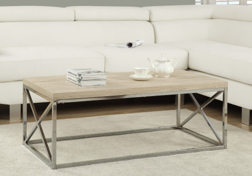 17" Natural Particle Board And Chrome Metal Coffee Table (333091)