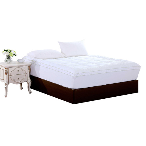 17" Square Quilted Accent Queen Piping Mattress Pad With Fitted Cover (303540)