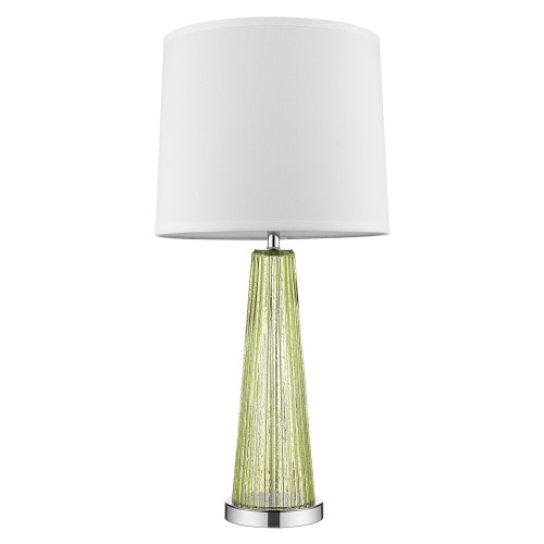 Chiara 1-Light Apple Green Glass And Polished Chrome Table Lamp With Off White Shantung Shade (399125)