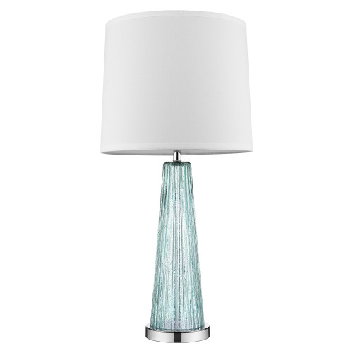 Chiara 1-Light Seafoam Glass And Polished Chrome Table Lamp With Off White Shantung Shade (399126)