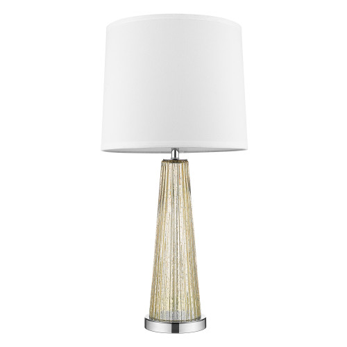 Chiara 1-Light Champagne Glass And Polished Chrome Table Lamp With Off White Shantung Shade (399128)