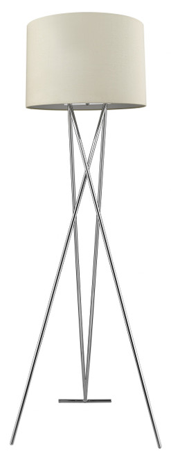 Trition 1-Light Polished Chrome Tripod Floor Lamp With Latte Linen Shade (399187)