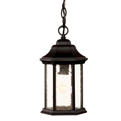Madison 1-Light Matte Black Hanging Light With Seeded Glass (399189)