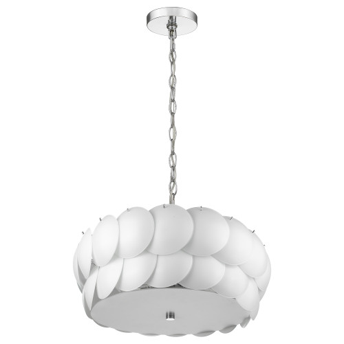Selene 6-Light Polished Chrome Pendant With Overlapping Frosted White Glass Discs Shade (399199)