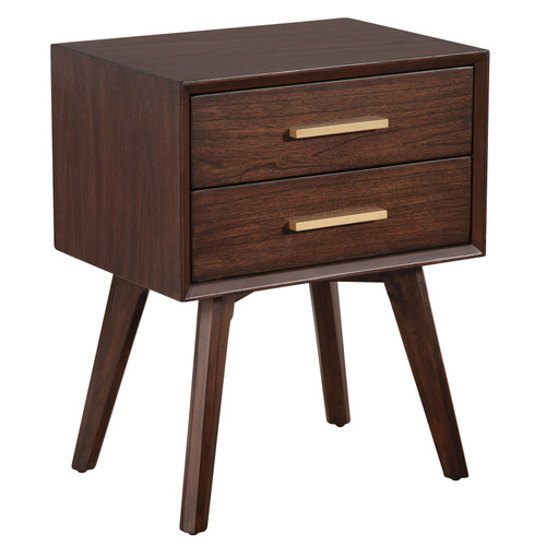 Walnut And Gold 2 Drawer Nightstand (399256)