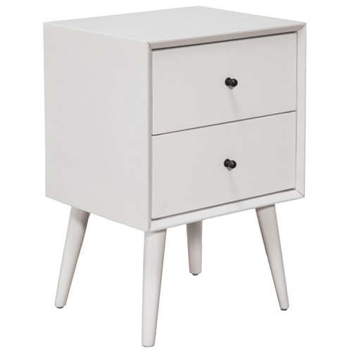 White Century Modern Wood 2 Drawer Nightstand (399265)