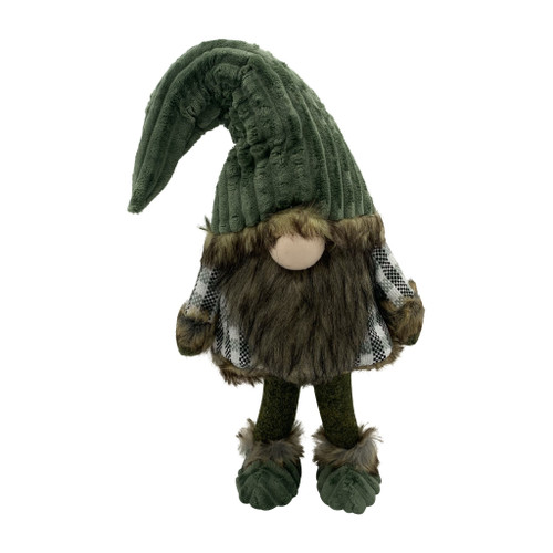 Dark Green And Plaid Fabric Gnome (399291)