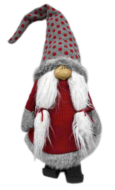Red And Grey Spotted Hat Gnome With Pigtails (399314)