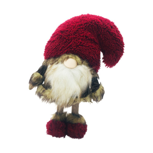 Big Red Fur Hat Cheetah Coat Gnome (399319)