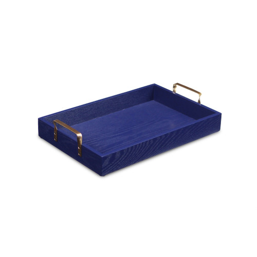 Royal Blue Wooden Tray With Gold Handles (399611)