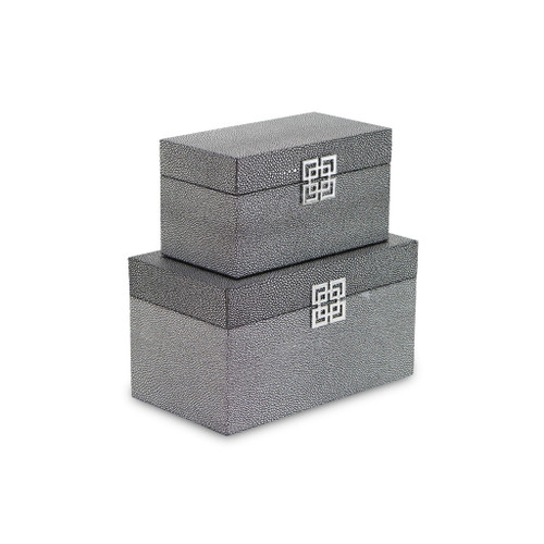 Set Of Two Gray Wooden Boxes (399677)