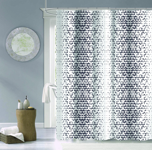 Navy And White Geo Illusion Shower Curtain (399734)