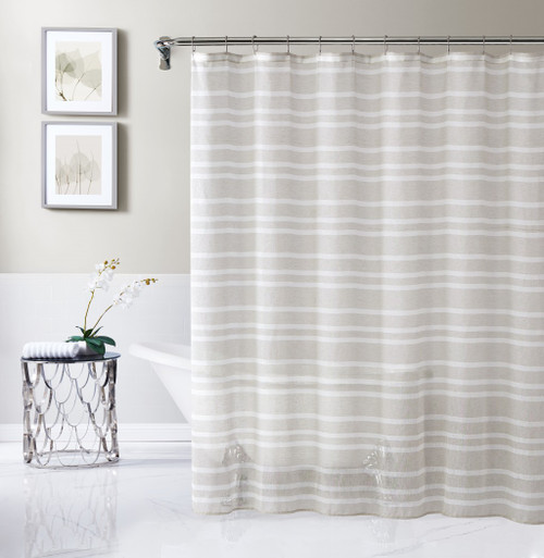 Taupe And White Striped Shower Curtain (399767)