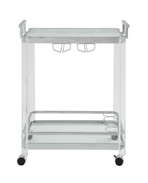 17" X 29" X 35" Chrome Clear Glass Metal Acrylic Serving Cart (347562)