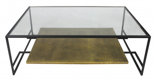 Modern Black And Gold Glass Coffee Table (400867)