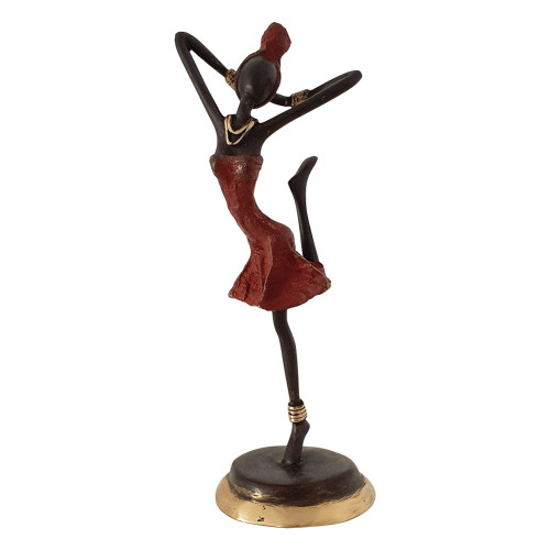 Bronze Figurine Of An African Dancer In Red Dress (401524)