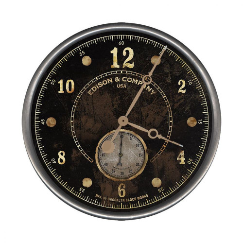 18" Vintage Look Black Wall Clock (401535)