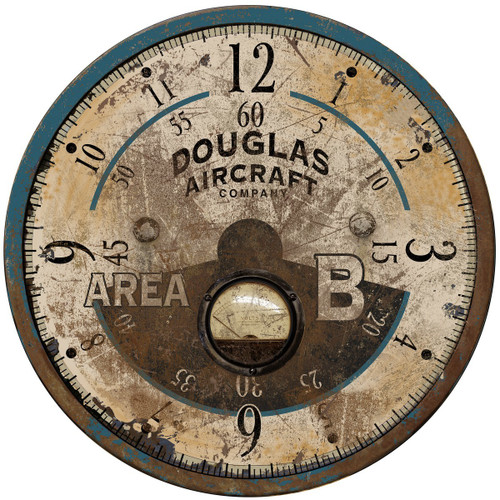 15" Vintage Teal Aviator'S Wall Clock (401545)