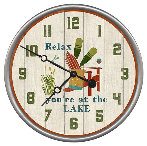 18" Rustic Relax At The Lake Wall Clock (401562)