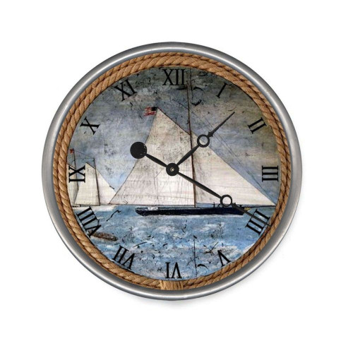 18" Vintage Nautical Sailboats Wall Clock (401581)