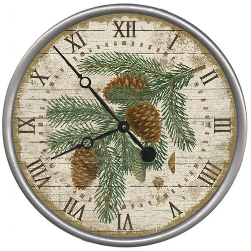 15" Vintage Douglas Fir Pine Sprig Wall Clock (401597)