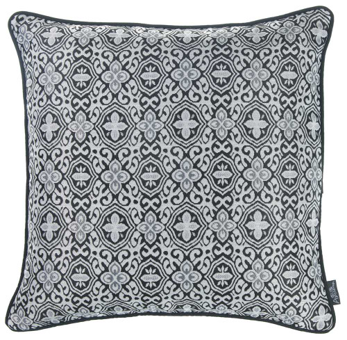 17"X 17" Grey Jacquard Aristo Decorative Throw Pillow Cover (355375)