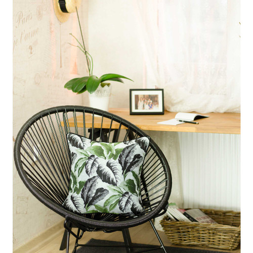 17"X 17" Jacquard Tropical Summer Leaf Decorative Throw Pillow Cover (355334)